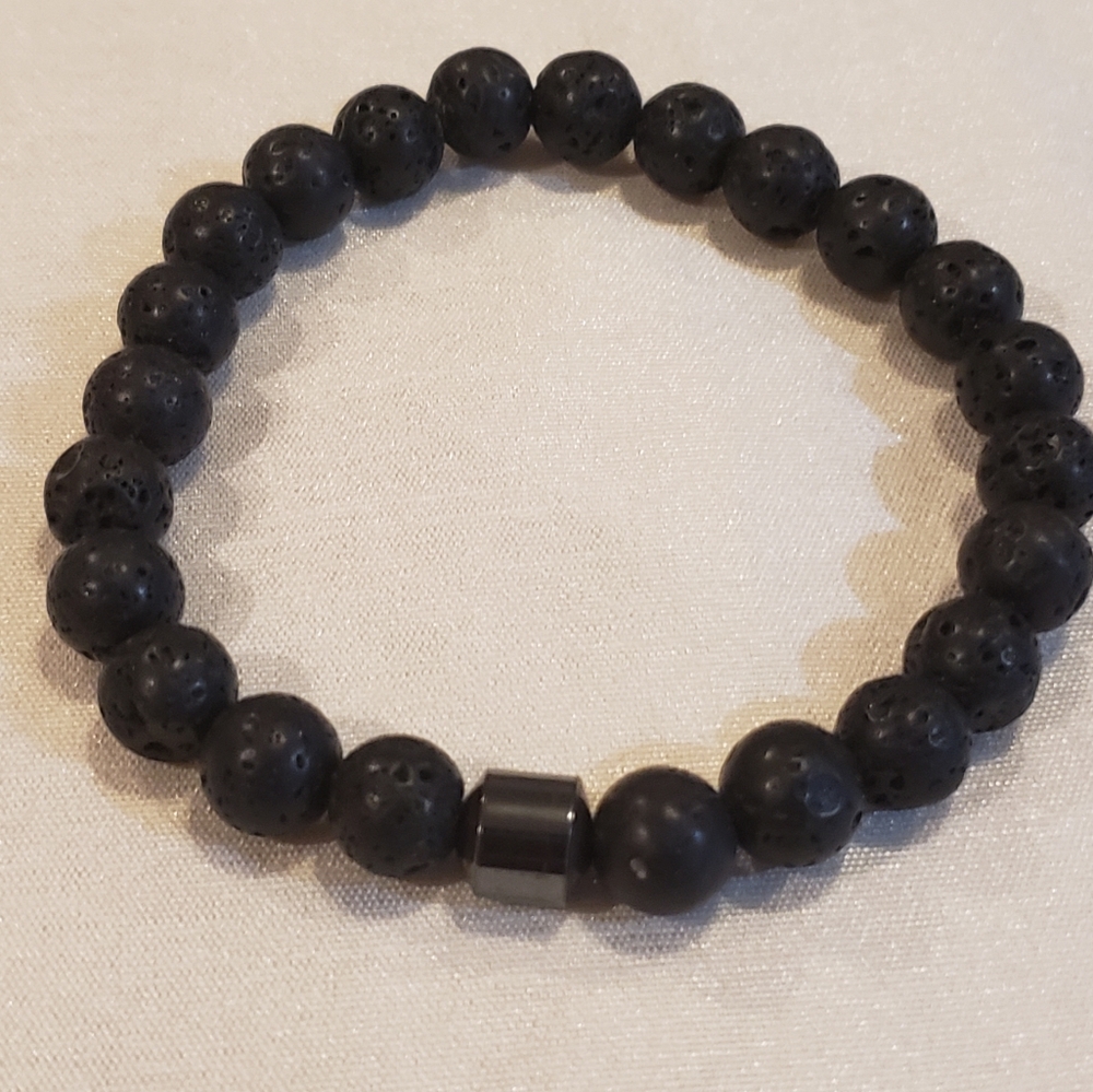 Volcanic hematite stone bracelet